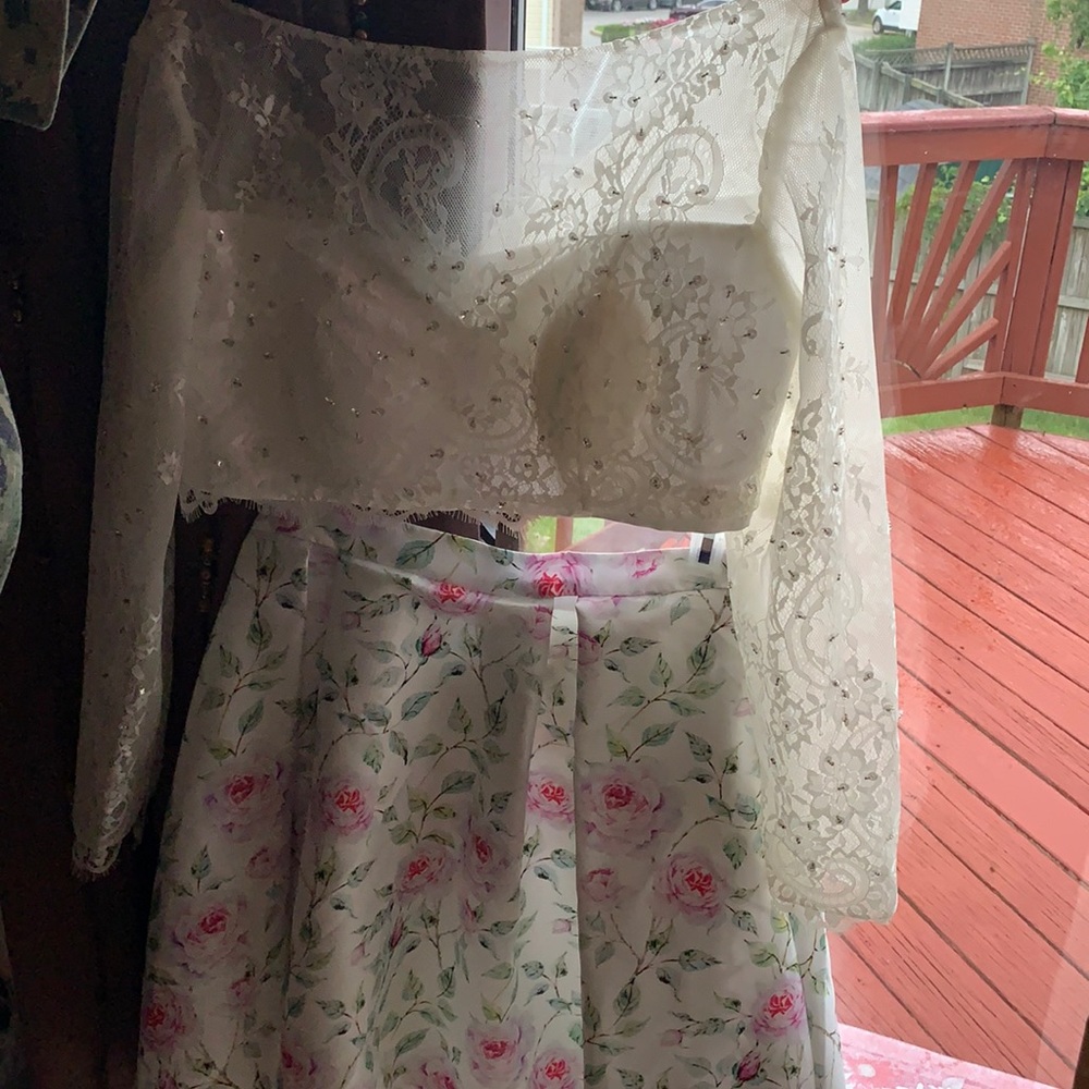 2 Piece Floral Homecoming Dress